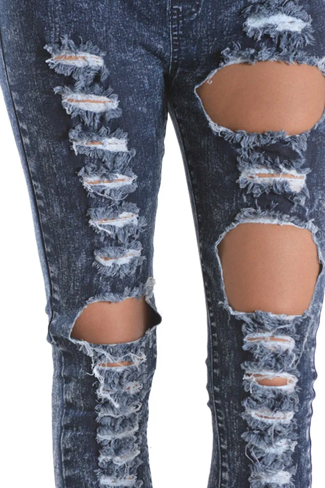 Women's Destroyed Acid Wash Jogger Pants