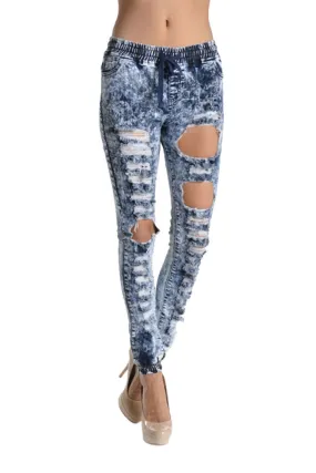 Women's Destroyed Acid Wash Jogger Pants