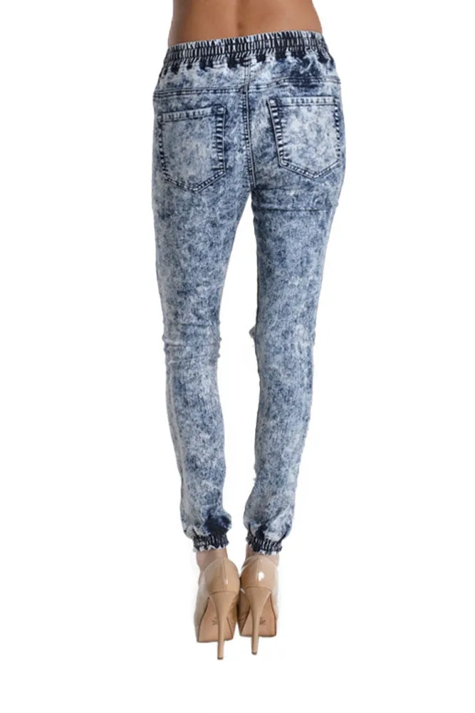 Women's Destroyed Acid Wash Jogger Pants