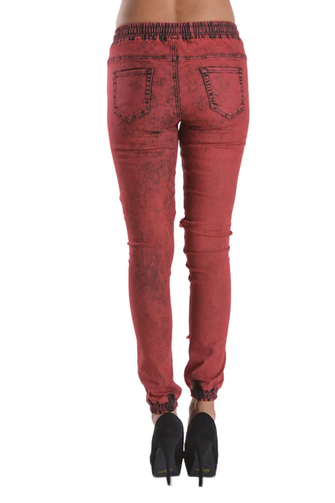 Women's Destroyed Acid Wash Jogger Pants