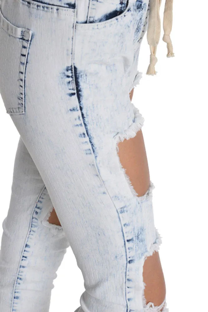 Women's Ripped Acid Wash Jogger Pants