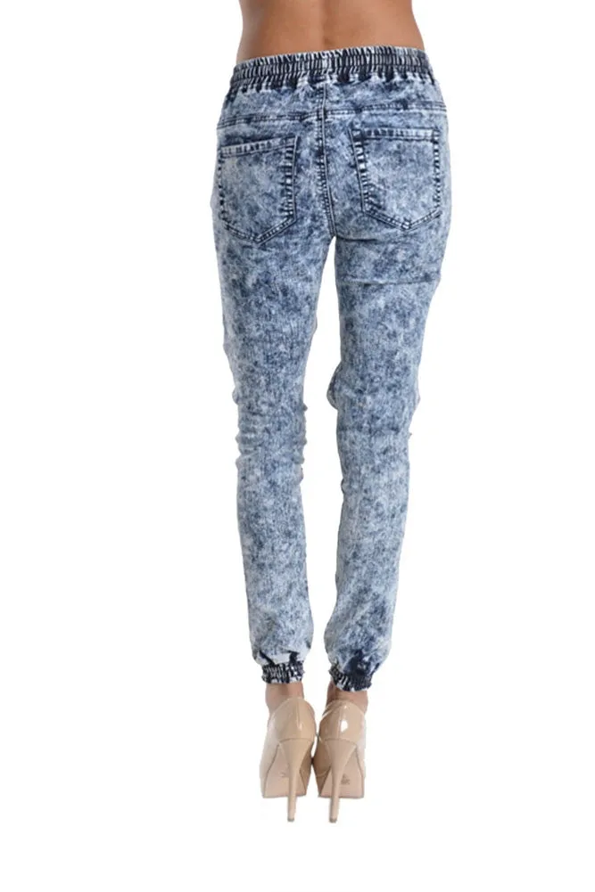 Women's Ripped Acid Wash Jogger Pants